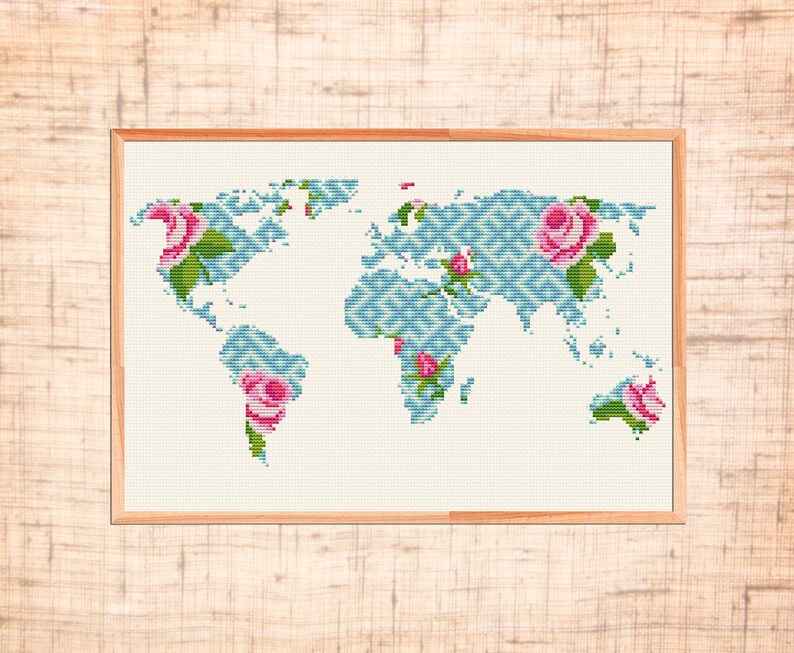 Modern cross stitch World map cross stitch pattern ...