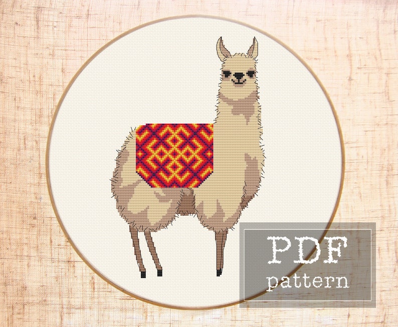 Animal cross stitch pattern Llama cross stitch Modern | Etsy