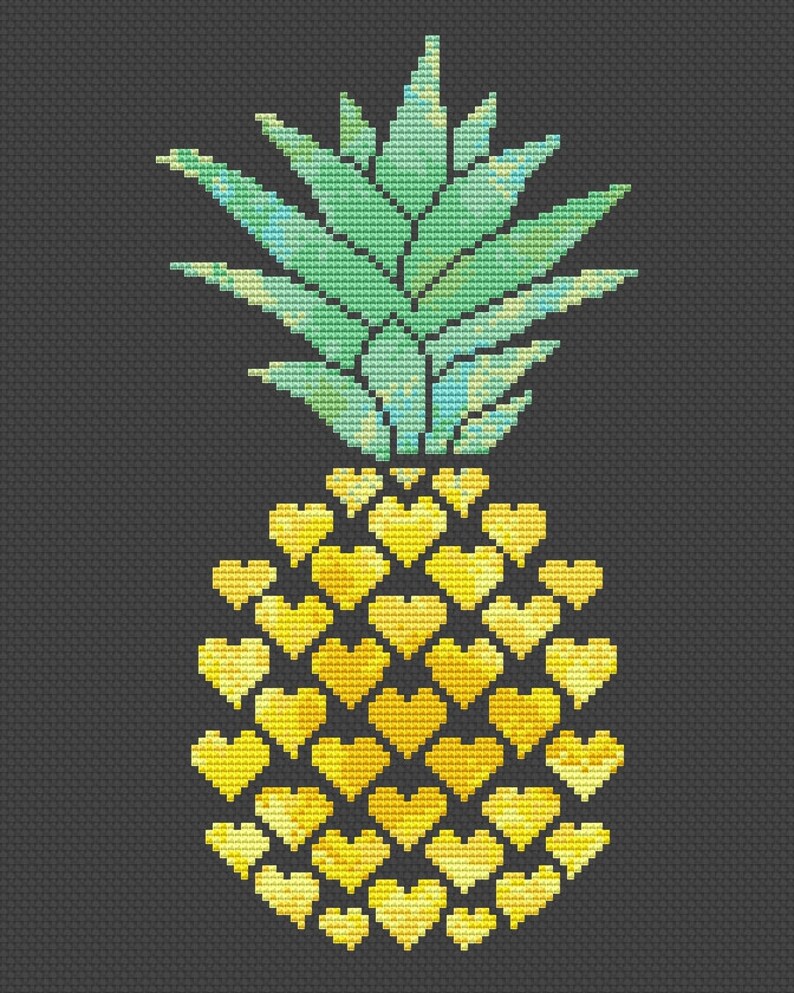 Pineapple cross stitch pattern Modern cross stitch Tropical Etsy