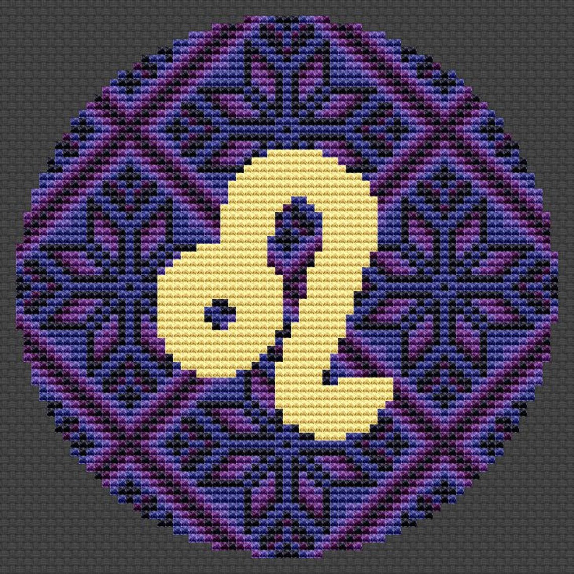 Zodiac Sign Cross Stitch Pattern Modern Cross Stitch Astrology Etsy