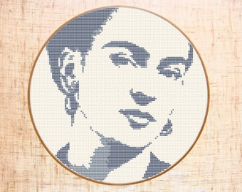 Frida Kahlo cross stitch pattern Modern cross stitch Hoop art embroidery Portrait Monochrome Counted cross stitch Feminist cross stitch PDF