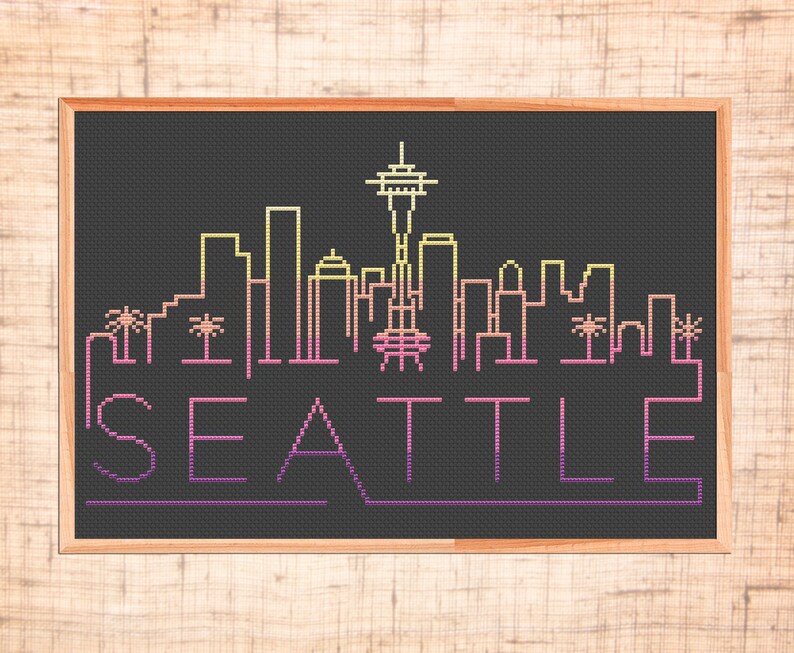 Seattle cross stitch pattern Modern cross stitch City Etsy