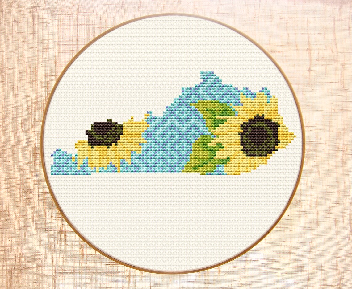 Kentucky cross stitch pattern Modern cross stitch Sunflower Etsy