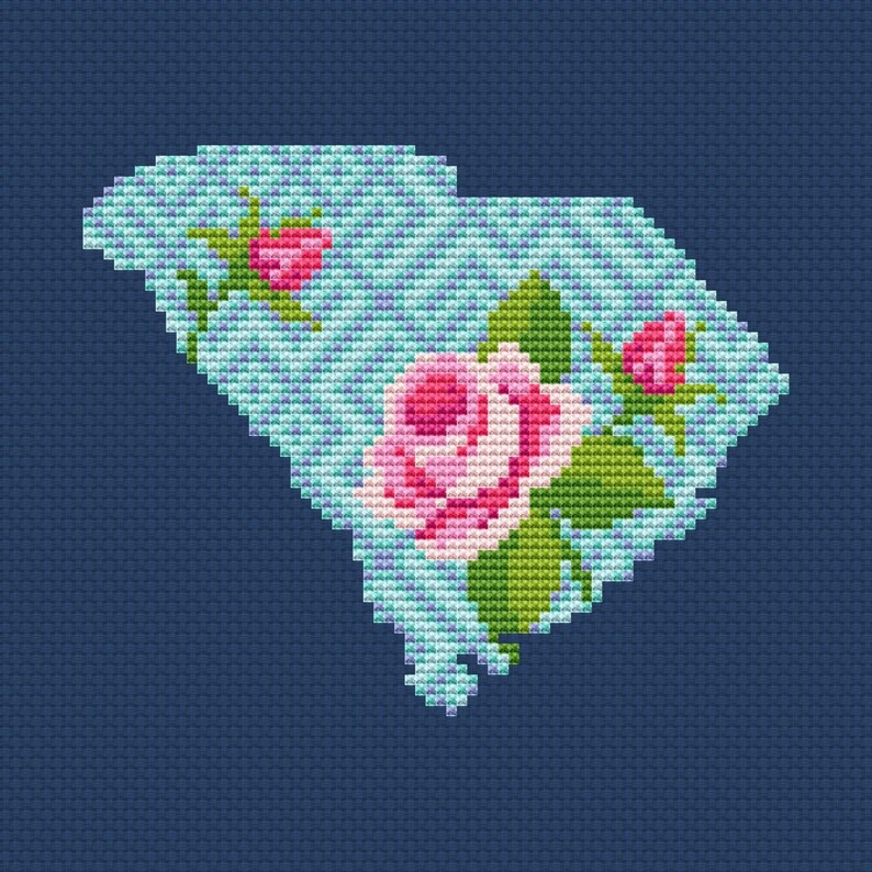 South Carolina Cross Stitch Pattern Modern Cross Stitch Flower Etsy