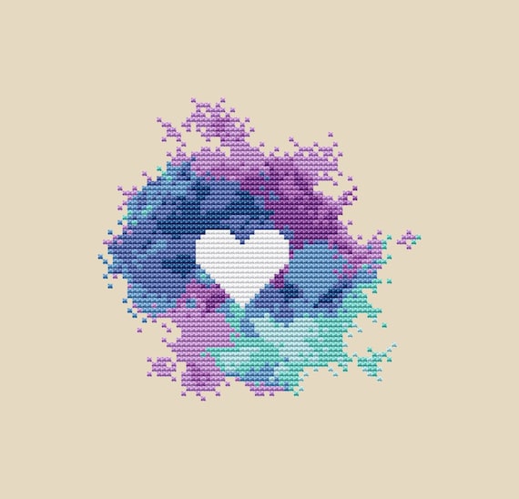 Valentines Cross Stitch Pattern Modern Cross Stitch Heart Etsy