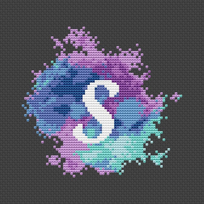 Letter A cross stitch pattern Modern cross stitch Watercolor Etsy