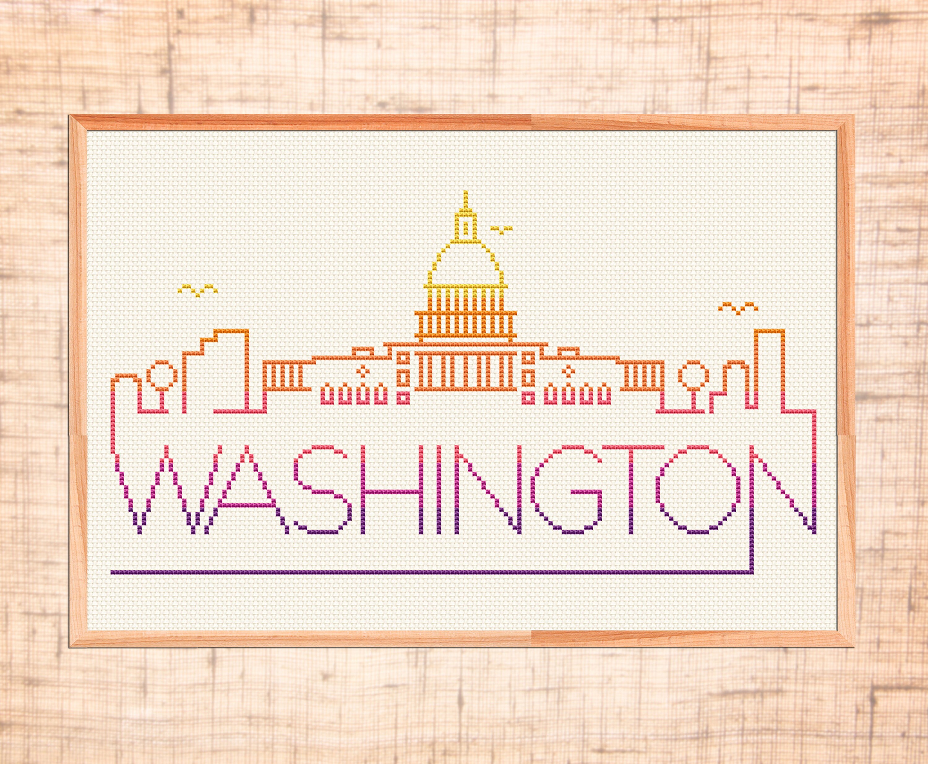 Washington Cross Stitch Pattern Easy Cross Stitch Modern Cross Etsy