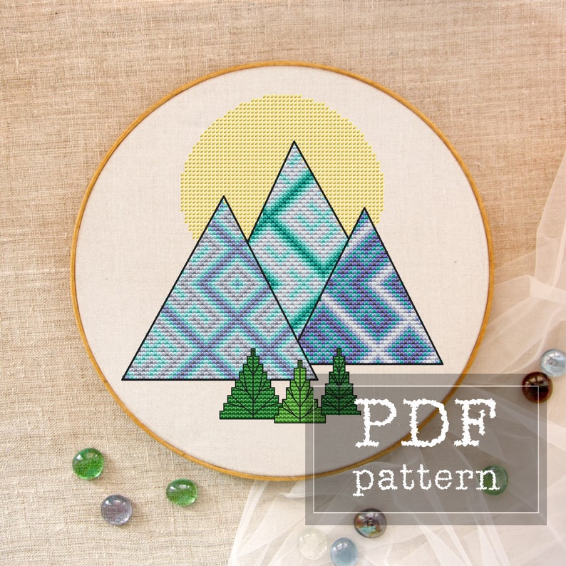 Set Mountain cross stitch pattern Adventure cross stitch | Etsy