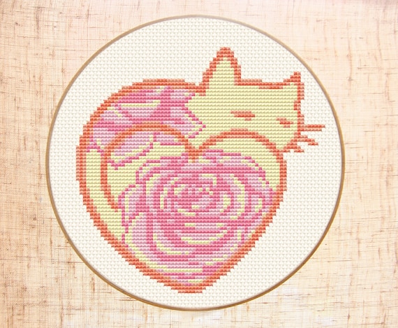 Cat cross stitch pattern Modern cross stitch Cat lover gift Valentines cross stitch Heart Pet cross stitch Animal counted cross stitch PDF