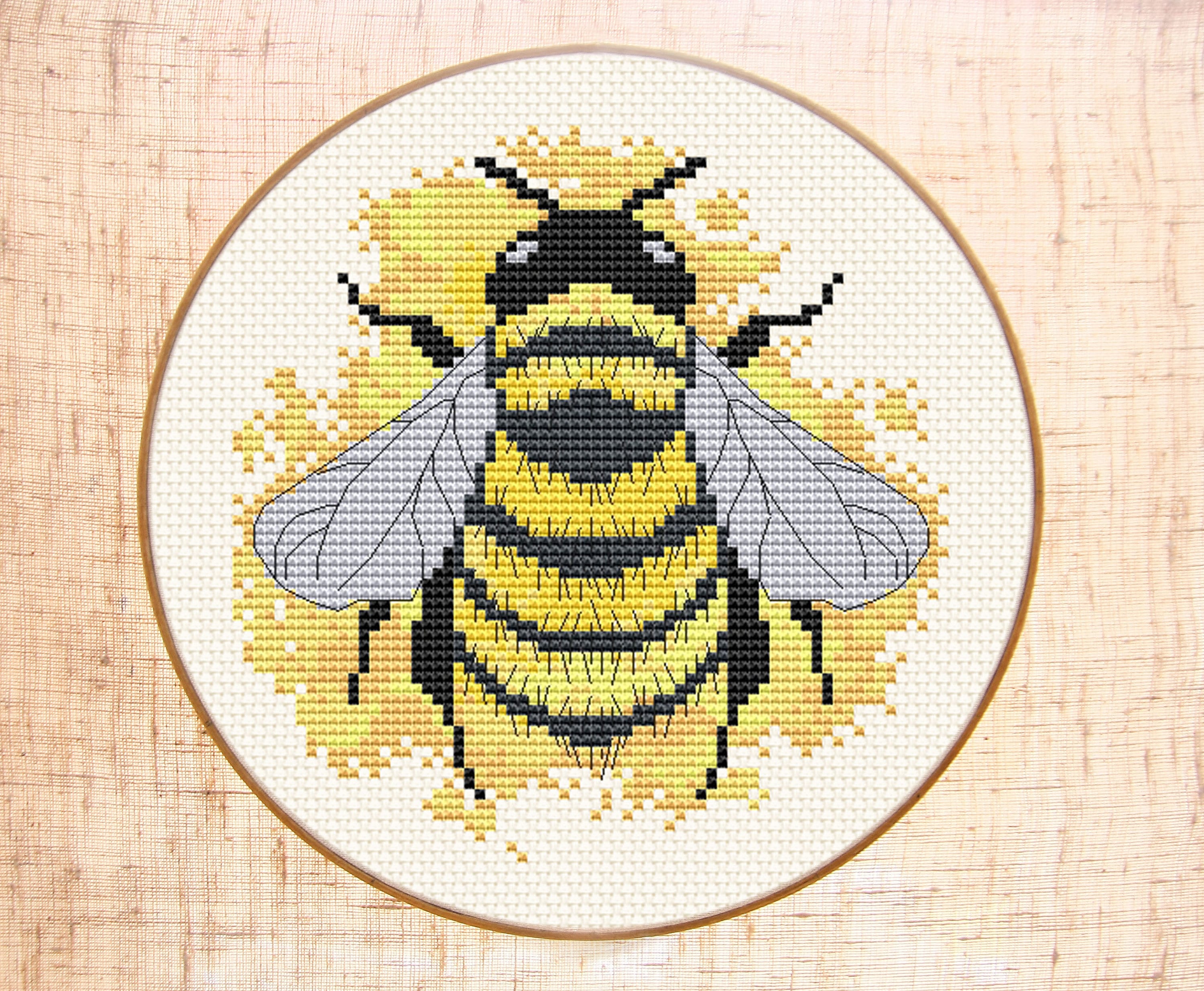 bumble-bee-cross-stitch-pattern-modern-cross-stitch-watercolor-etsy