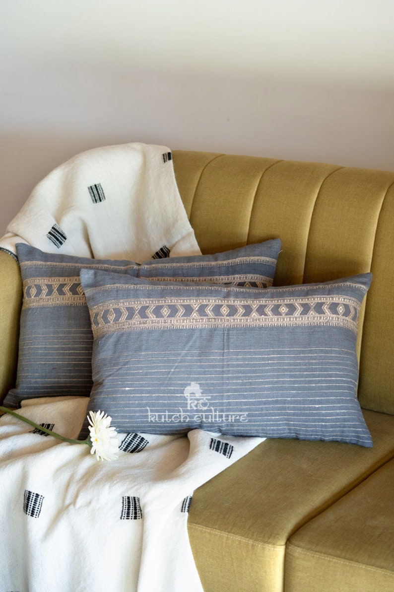 1422 Pure Handloom Khadi With Tussar Silk Pillow Silk Blend Pillow