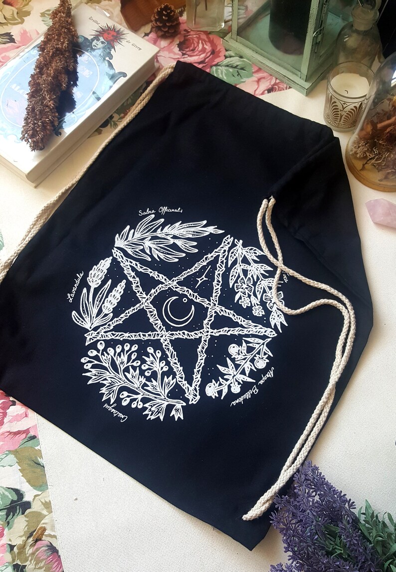 Gym Bag Black Herbal Protection Pentacle