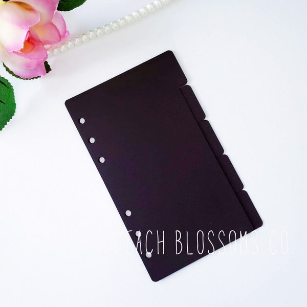 65lb Minimalist Black Matte light weight thin dividers || Available in A5, Personal Wide, Compact, Personal, A6, Pocket