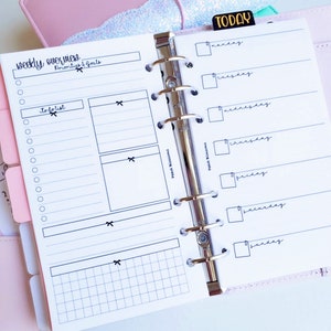 Undated Week on 1 Page with Note Deco PRINTED Planner Insert  || A5, Half Letter, Personal Wide, Compact, Personal, A6, Pocket