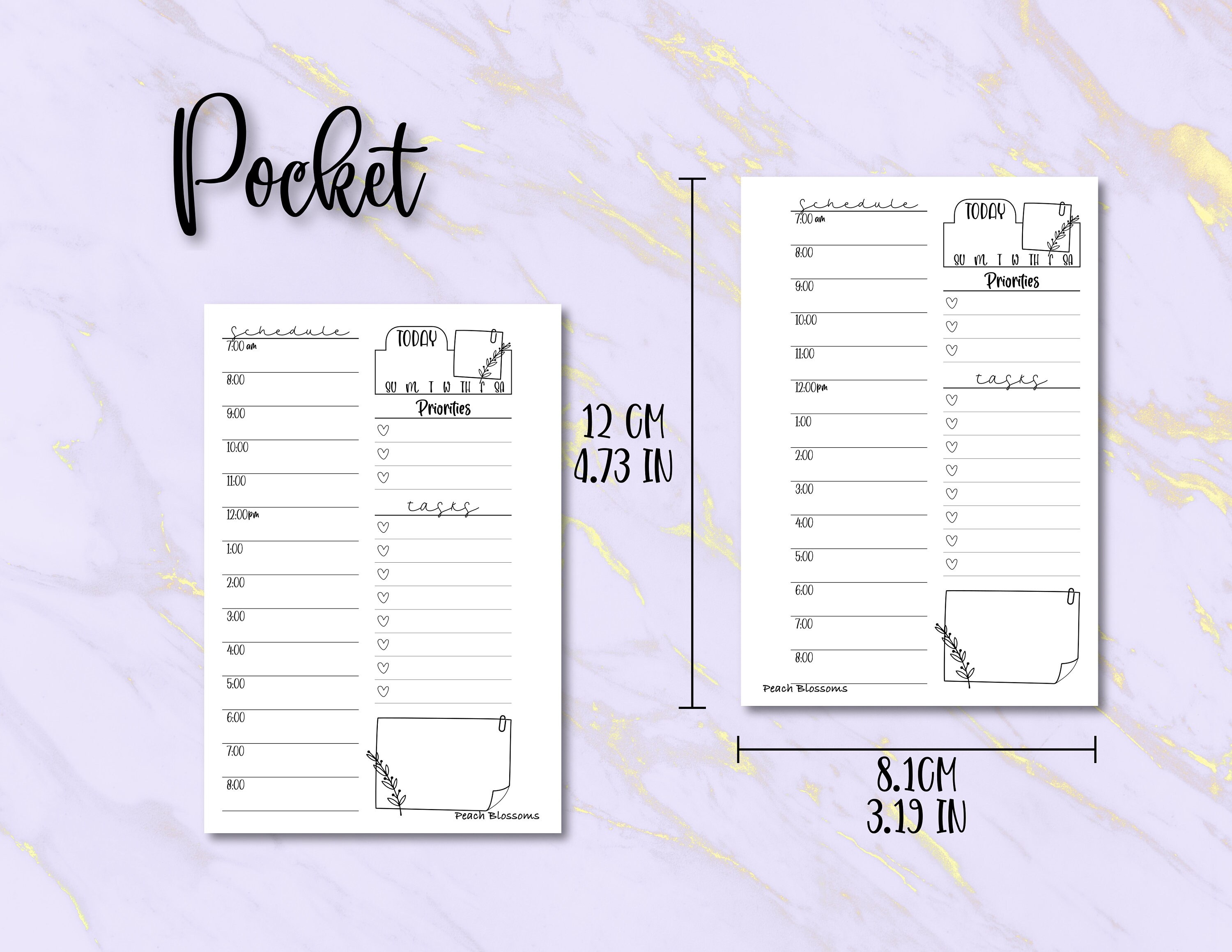 Daily Schedule Planner Inserts Schedule Planner Undated Etsy