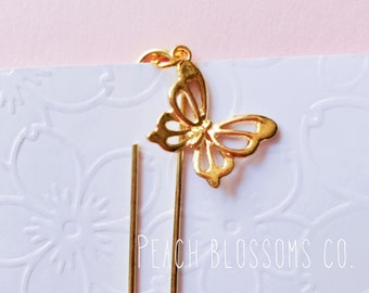 Gold Filigree Butterfly Gold PaperClip Metal Bookmark, paper clip