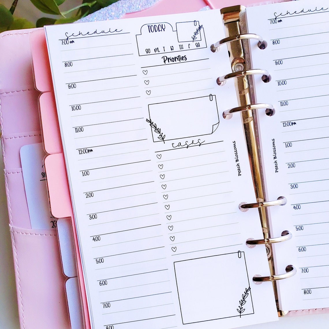 Daily Schedule Planner Inserts Schedule Planner Undated Etsy