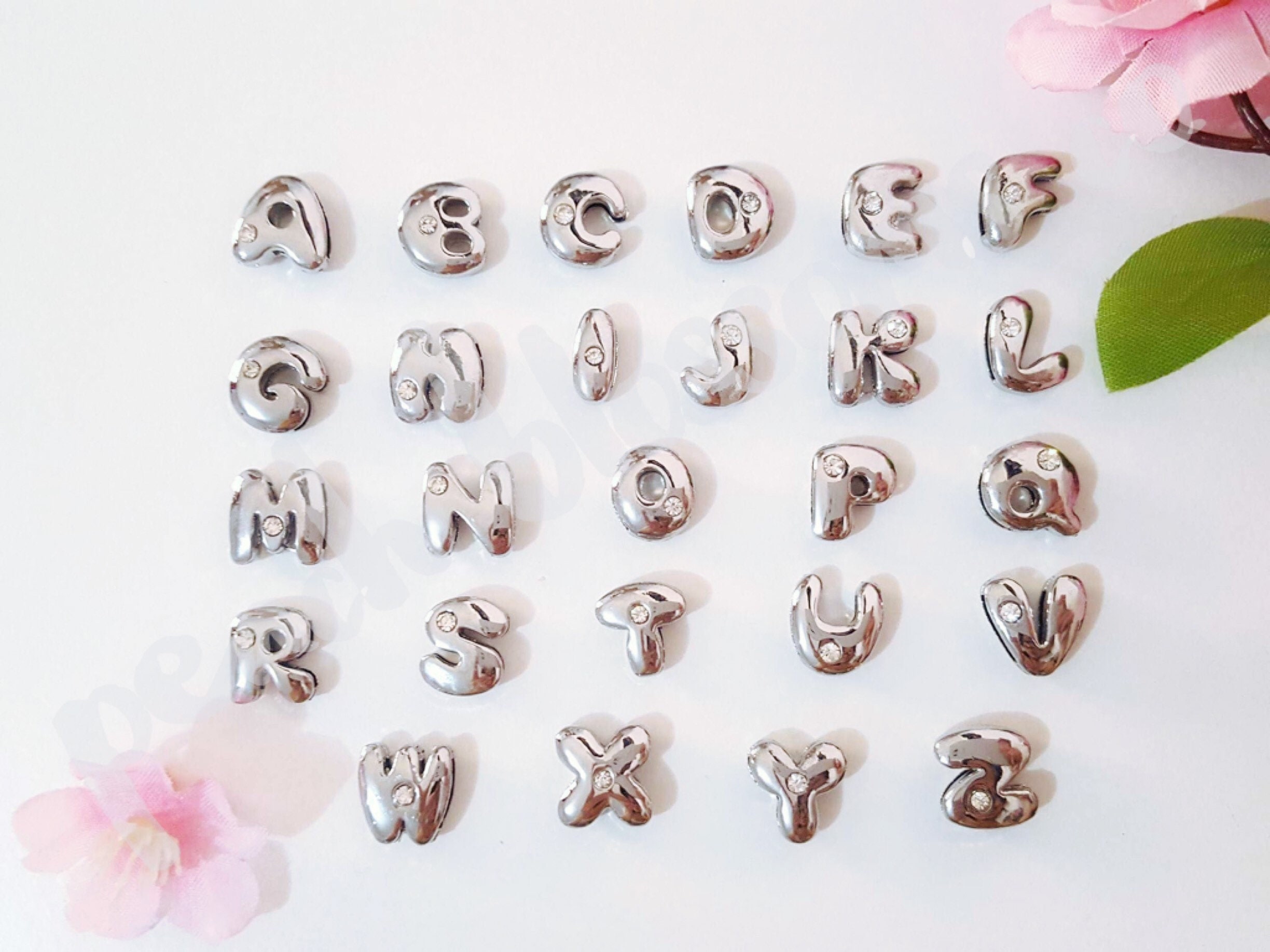 8mm bubble slide charms letters rhinestone letters crystal Etsy