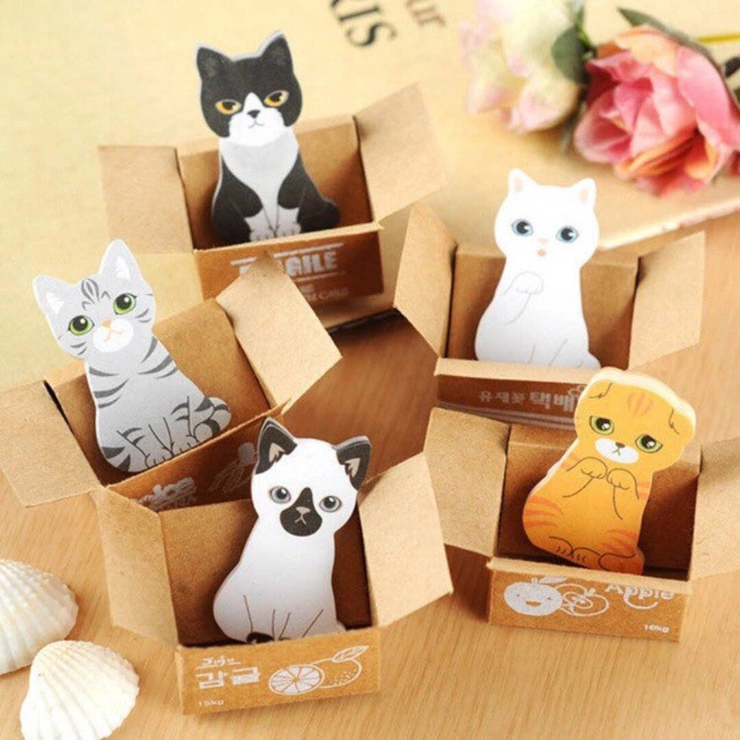 Cat Sticky Notes, Box Kitties, Kawaii, Cute Animals Sticky Notes Memo ...