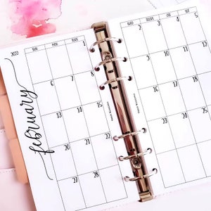 ELEGANT Month on 2 Page Script Font Planner Insert Monthly Overview || A5, Half Letter, Personal Wide, Compact, Personal, A6, Pocket