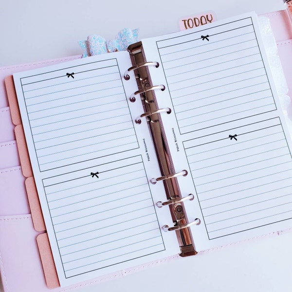 Cute Bow Half Page 2 Box on 1 page Planner Inserts || A5, Half Letter, Personal Wide, Compact, Personal, A6