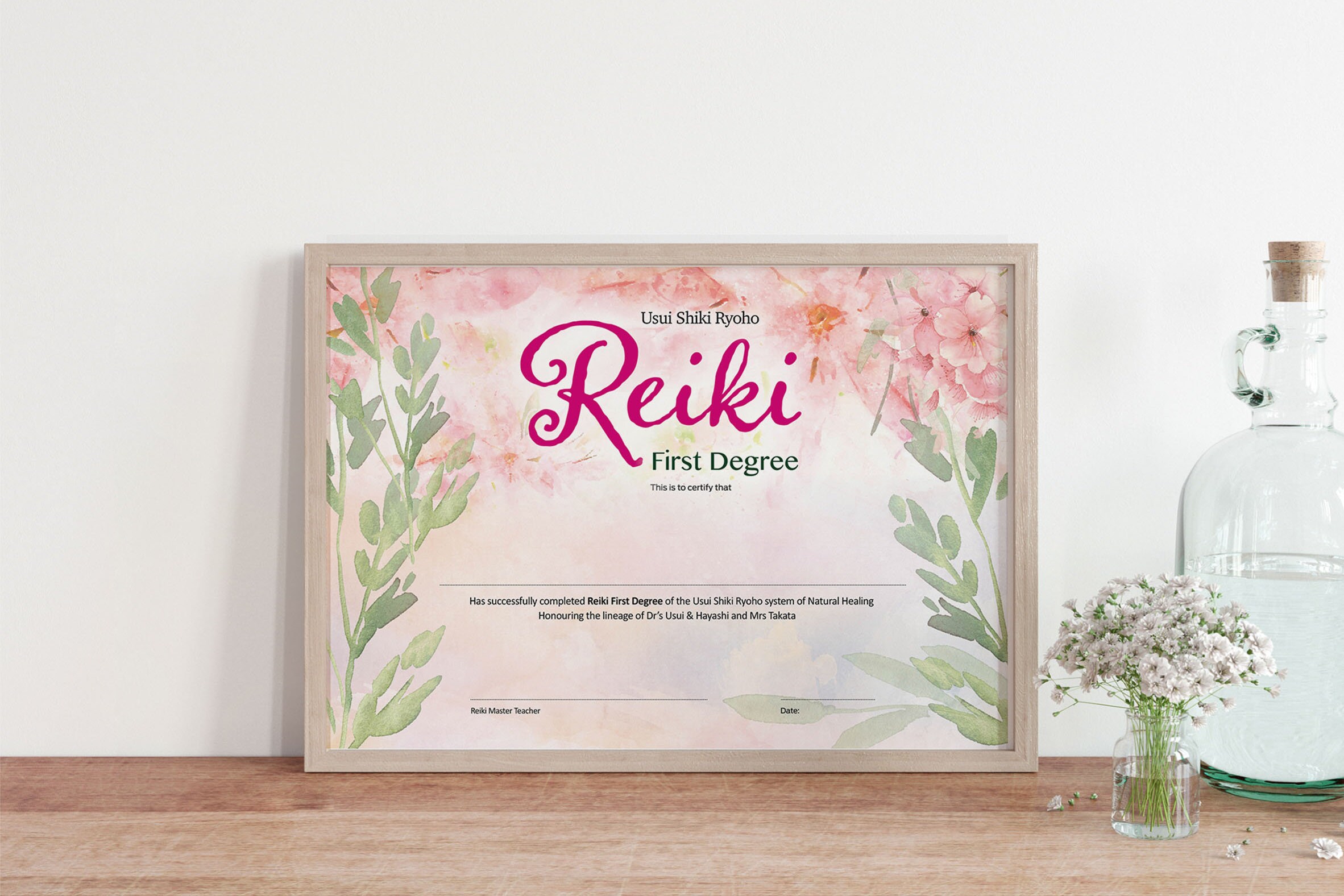 Reiki One Certificate Template Reiki Certificate Printable | Etsy