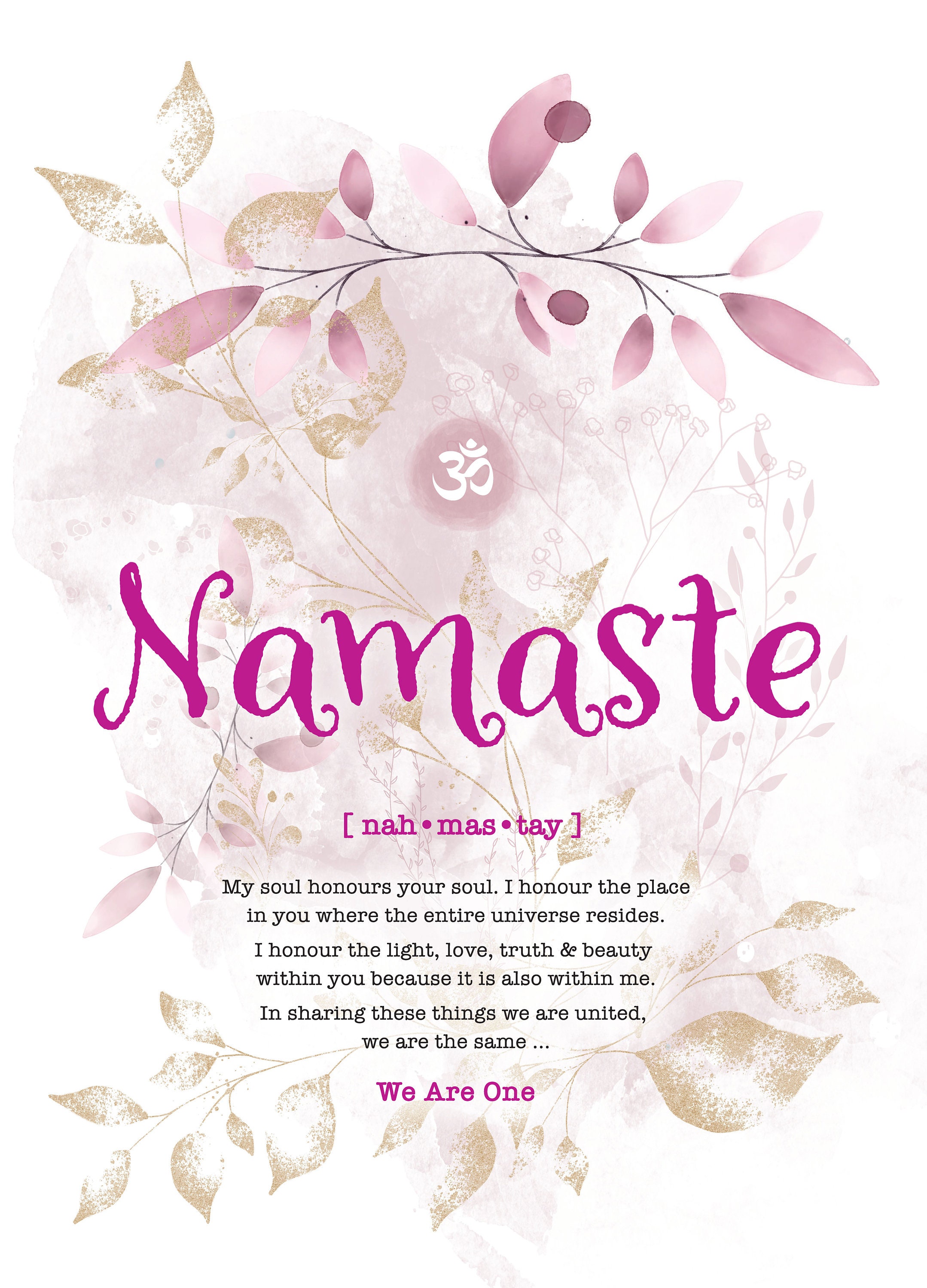 Namaste Definition Print Namaste Printable Wall Art Etsy