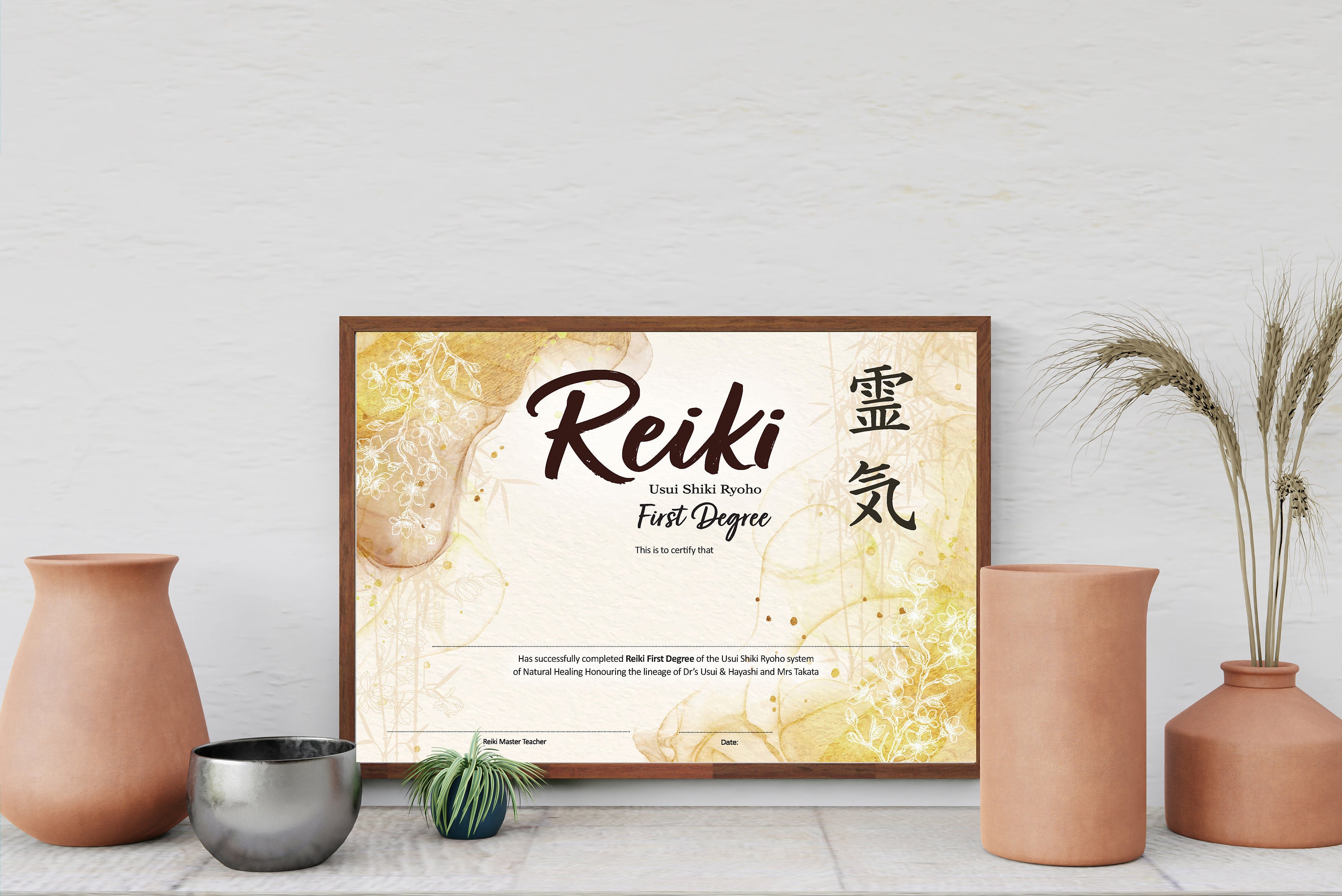 Printable Usui Reiki I Certificate | Etsy