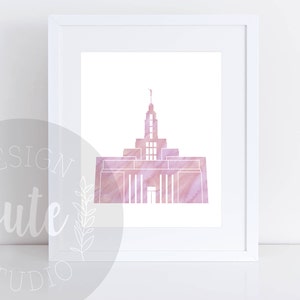 Draper Utah LDS Temple Printable Art Instant Download Watercolor Print- LILAC