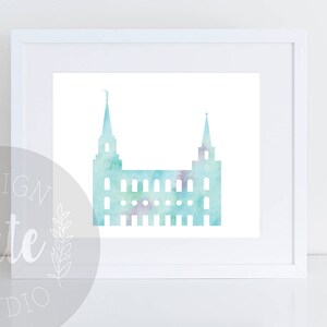 Brigham City Utah LDS Temple Printable Art Instant Download Watercolor Print- MINT Galadriel
