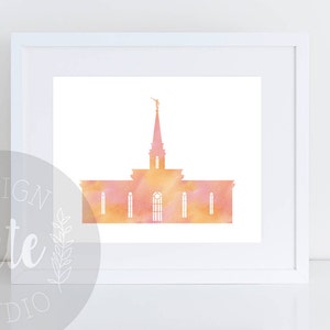 Templo de Orlando Florida Sud instantánea de arte imprimible descargar imprimir acuarela-CORAL