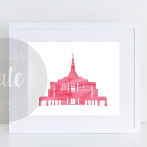 Templo de Gilbert Arizona Sud instantánea de arte imprimible descargar imprimir acuarela-MAGENTA