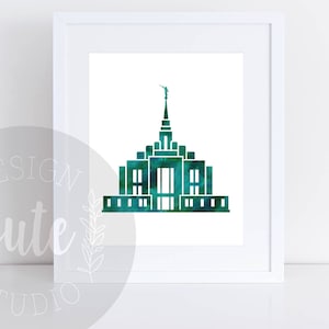 Ogden Utah LDS Temple Printable Art Instant Download Watercolor Print- EMERALD