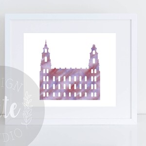 Manti Utah LDS Temple Printable Art Instant Download Watercolor Print- PURPLE