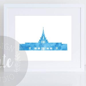 Phoenix Arizona temple LDS Temple Printable Art Instant Download Watercolor Print- BLUE