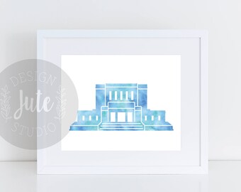 Mesa Arizona LDS Temple Printable Art Instant Download Watercolor Print- BLUE