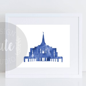 Gilbert Arizona LDS tempel afdrukbare Art Instant Download aquarel Print-blauw