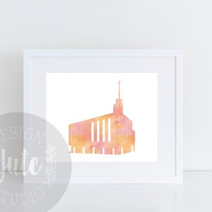 Manhattan New York LDS Temple Printable Art Instant Download Watercolor Print- CORAL