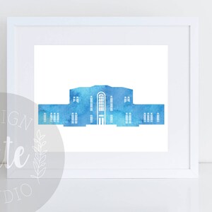 Parijs tempel LDS tempel afdrukbare Art Instant Download aquarel Print-blauw