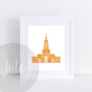 San Antonio Texas LDS Temple Printable Art Instant Download Watercolor Print- GOLDEN YELLOW