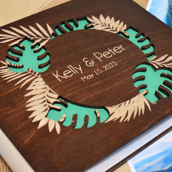 Personalized Tropical Monstera Book Family Photo Album