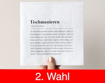 Papier Servietten: Tischmanieren Definition - 20 Stück