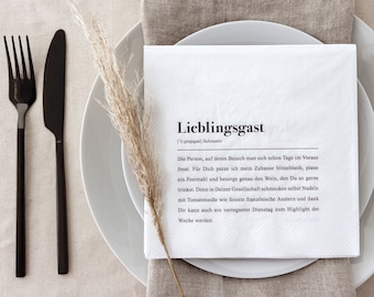 Papier Servietten: Lieblingsgast Definition - 20 Stück