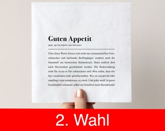 B-Ware: 2x Papier Servietten "Guten Appetit" Definition - 20 Stück (2. Chance / 2. Wahl)