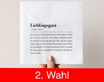 B-Ware: 2x Papier Serviette "Lieblingsgast" Definition - Packung mit 20 Stück (2. Chance / B-Ware)