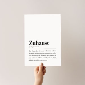 Zuhause Poster DIN A4 - Schwarz weiße schlichte Definition als Einzugsgeschenk oder für Flur