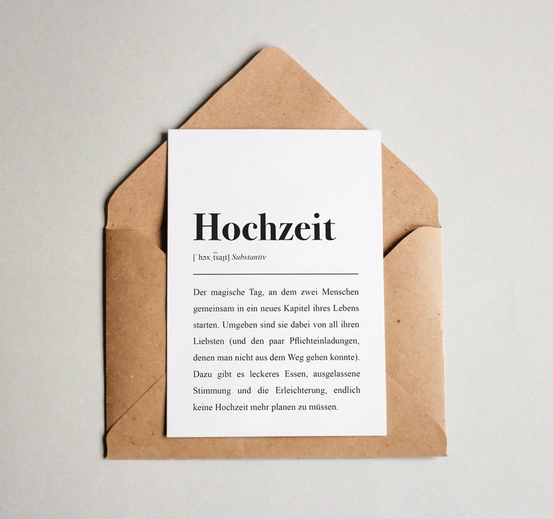 Definition Hochzeit: Karte mit Umschlag Karte zur Hochzeit | Etsy