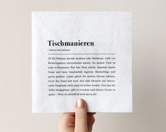 Papier Servietten: Tischmanieren Definition - 20 Stück