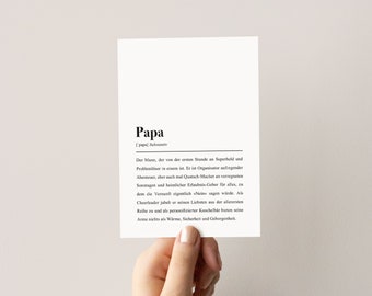 Postkarte für Väter: "Papa" Definition