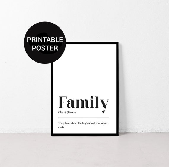 Family Home Decoration Printable Poster Definition Print Etsy